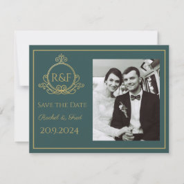 Green Elegant Golden Calligraphy Save the Date