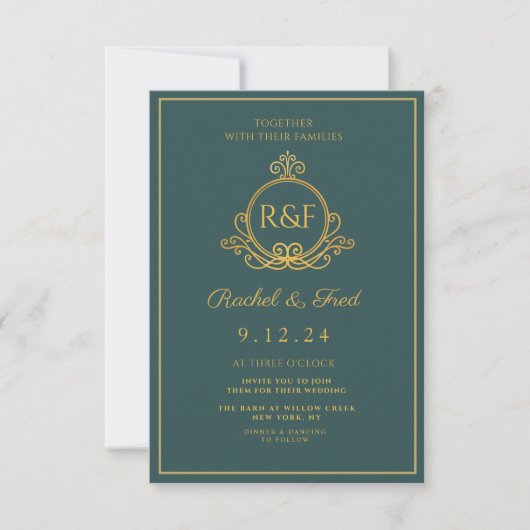 Green Elegant Golden Calligraphy Wedding (Voorkant)