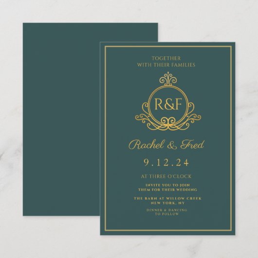 Green Elegant Golden Calligraphy Wedding (Voorkant / Achterkant)