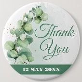 Green Elegant greenery Memorial bedankt je knoppen Ronde Button 6,0 Cm (Voorkant)