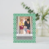 Green Elegant Lattice Holiday Photo Briefkaart (Staand voorkant)