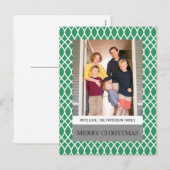 Green Elegant Lattice Holiday Photo Briefkaart (Voorkant / Achterkant)