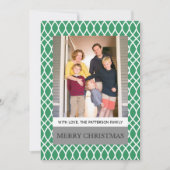 Green Elegant Lattice Holiday Photo Flat Kaart (Voorkant)
