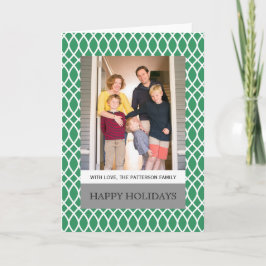 Green Elegant Lattice Holiday Photo Wenskaart Feestdagen Kaart