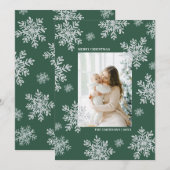 Green Elegant Merry kerstsnowflake Kaart (Voorkant / Achterkant)