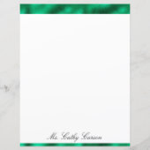 Green Elegant Metallic Satin Name Shiny Briefpapie (Voorkant)