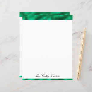 Green Elegant Metallic Satin Name Shiny Briefpapie