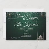 Green Elegant Mosque Ramadan Iftar Party  Invit Kaart (Voorkant)