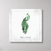 Green Elegant Peacock Canvas Print (Voorkant)