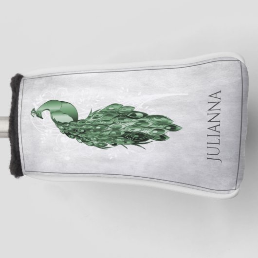 Green Elegant Peacock Golf Head Hoesje Golfheadcover (Voorkant)