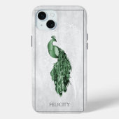 Green Elegant Peacock Hoesje-Mate iPhone Case (Achterkant)