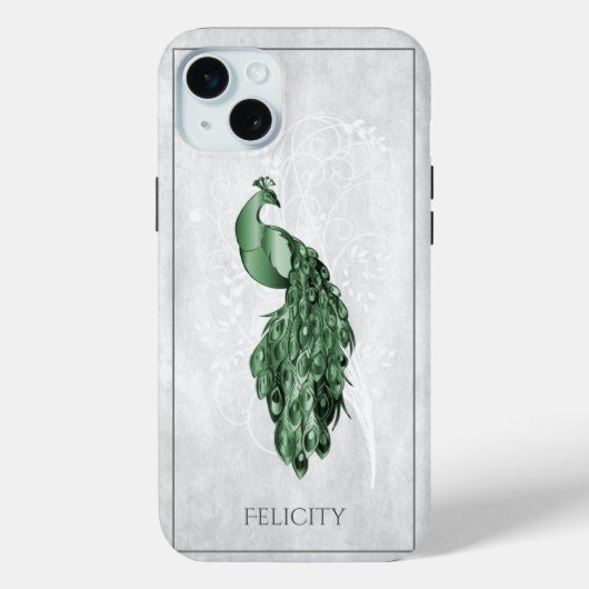 Green Elegant Peacock Hoesje-Mate iPhone Case (Achterkant)
