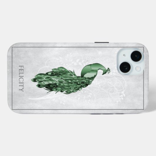 Green Elegant Peacock Hoesje-Mate iPhone Case (Achterkant (horizontaal))