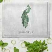 Green Elegant Peacock Kitchen Towel Theedoek (Gevouwen)