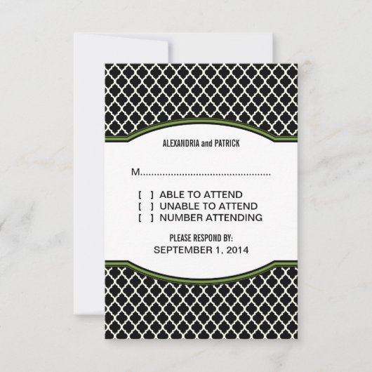 Green Elegant Quatrefoil Response Kaart (Voorkant)