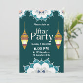 Green Elegant Ramadan Iftar Party Invitation Kaart (Staand voorkant)