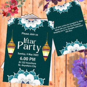 Green Elegant Ramadan Iftar Party Invitation Kaart