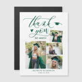 Green Elegant Script 4 Foto Afstuderen Dank u (Voorkant / Achterkant)