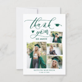 Green Elegant Script 4 Foto Afstuderen Dank u Kaart