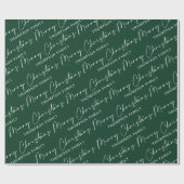  Green Elegant Script Merry Kerstfamilie Naam  Cadeaupapier (Vlak)