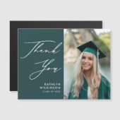 Green Elegant Script Photo Afstuderen Hartelijk da (Voorkant / Achterkant)