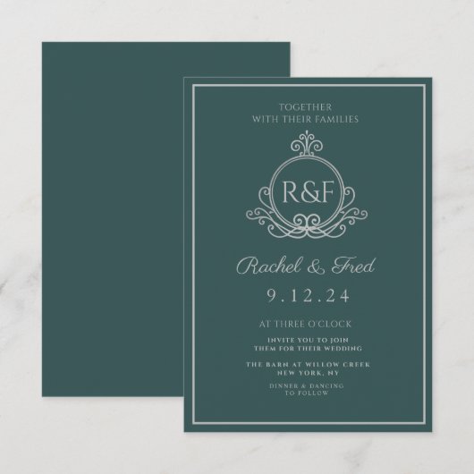 Green Elegant Siver Calligraphy Wedding (Voorkant / Achterkant)