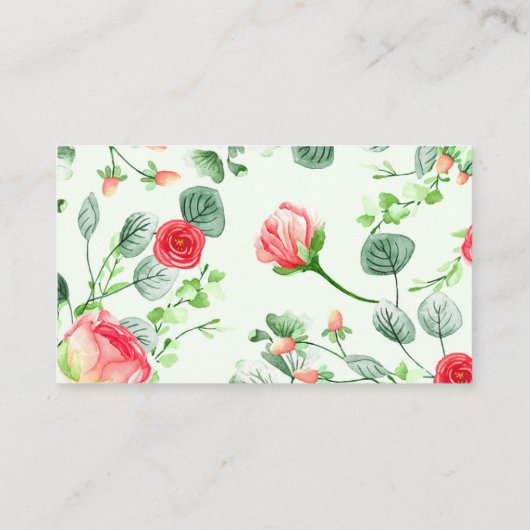 Green Elegant Spring Floral Visitekaartje (Achterkant)
