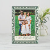 Green Elegant Tile Border Photo Feestdagenkaart (Staand voorkant)