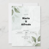 Green Elegant Wedding Invitation Kaart (Voorkant)