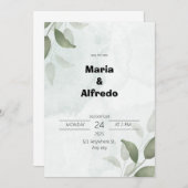 Green Elegant Wedding Invitation Kaart (Voorkant / Achterkant)