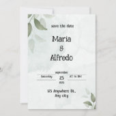 Green Elegant Wedding Invitation Kaart (Voorkant)