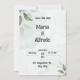 Green Elegant Wedding Invitation Kaart