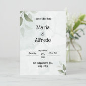 Green Elegant Wedding Invitation Kaart (Staand voorkant)