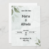 Green Elegant Wedding Invitation Kaart (Voorkant / Achterkant)