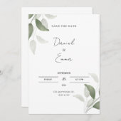 Green Elegant Wedding Invitation Kaart (Voorkant / Achterkant)