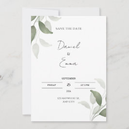 Green Elegant Wedding Invitation Kaart