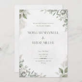 Green Elegant Wedding Invitation Kaart (Voorkant / Achterkant)