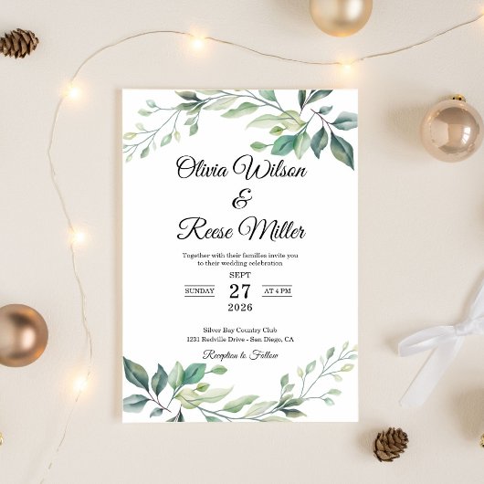 Green Elegant Wedding Kaart