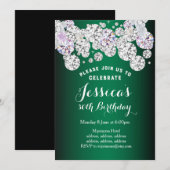 GREEN-elegantdiamant, uitnodiging voor glitter-ver (Voorkant / Achterkant)