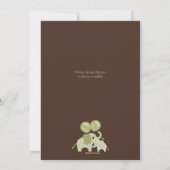 Green ELEPHANT Baby shower Invitation CE-G Kiss Kaart (Achterkant)