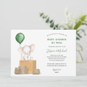 Green Elephant Baby shower per Mail uitnodiging (Staand voorkant)