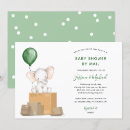 Green Elephant Baby shower per Mail uitnodiging