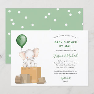 Green Elephant Baby shower per Mail uitnodiging