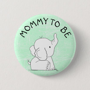 Green Elephant Baby shower Pin Ronde Button 5,7 Cm