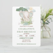 Green Elephant Birthday Party Kaart (Staand voorkant)