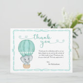 Green Elephant Genderneutraal Baby shower Bedankkaart (Staand voorkant)