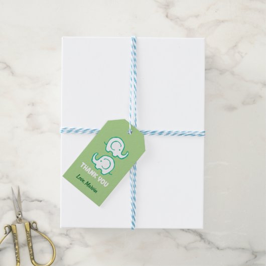 Green Elephant Gift Label Cadeaulabel (Met Touw)