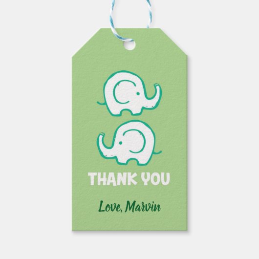 Green Elephant Gift Label Cadeaulabel (Voorkant)