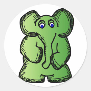 Green Elephant Ronde Sticker