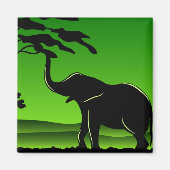 Green Elephant Silhouette Artwork Magneet (Voorkant)